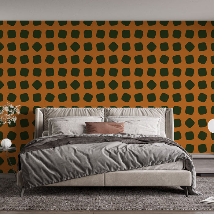 Papier peint moderne avec motifs de pierres noires sur fond marron pour chambre à coucher élégante