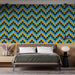 Papier peint moderne avec motifs chevrons multicolores pour chambre à coucher élégante