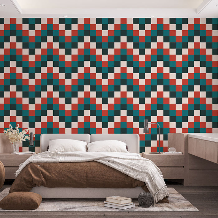 Papier peint géométrique | Motif en chevrons multicolore