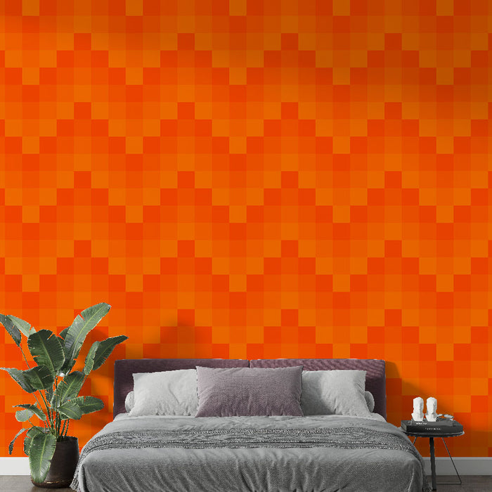 Papier peint zigzag | Orange vif et géométrique