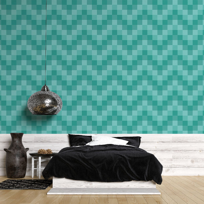 Papier peint vert à motifs chevrons pour chambre moderne et élégante