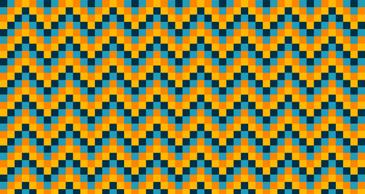 Papier peint géométrique Motif zigzag orange et bleu