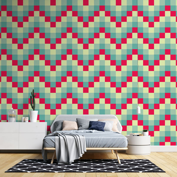 Papier peint géométrique | Motif zigzag coloré