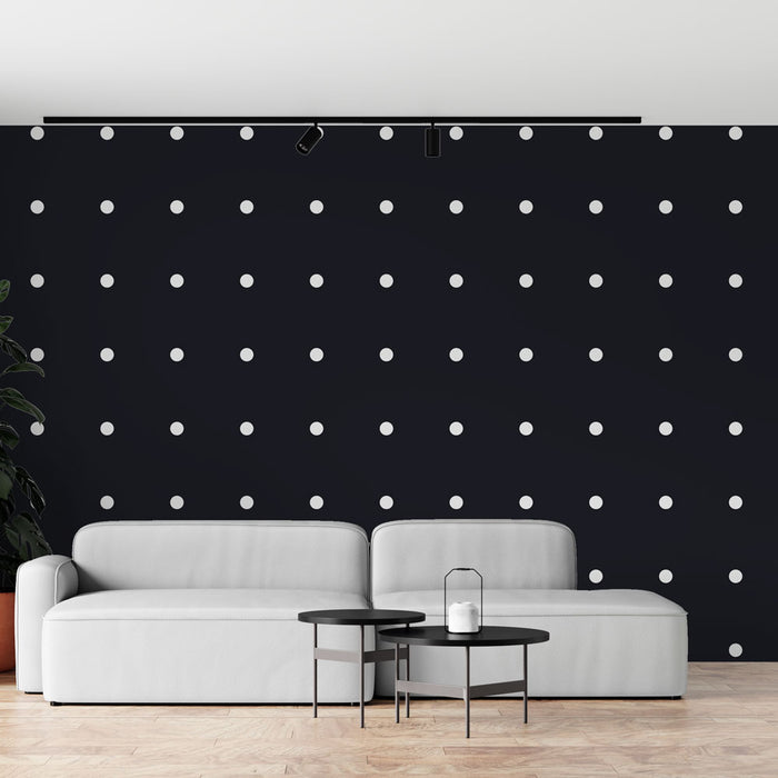 Papier peint pois | Minimaliste blanc sur noir