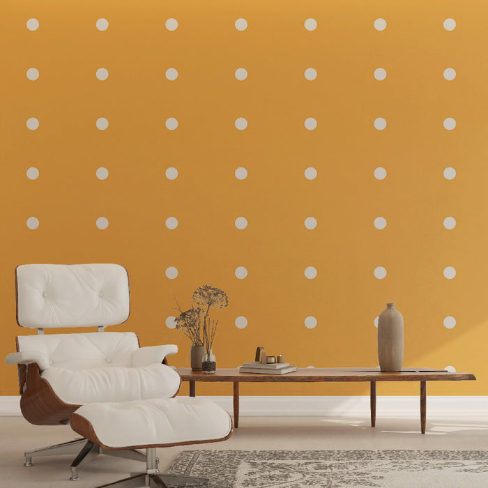 Papier peint pois | Orange et blanc moderne