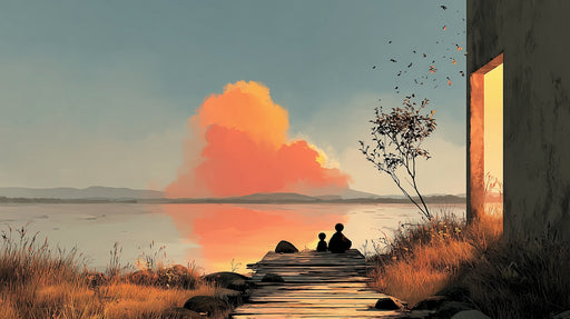 Papier peint crépuscule Paysage serein au bord du lac