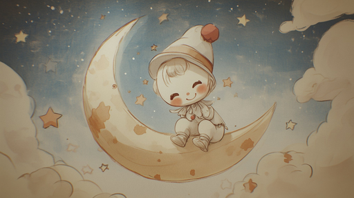 Papier peint lunaire Enfant rêveur sur la lune