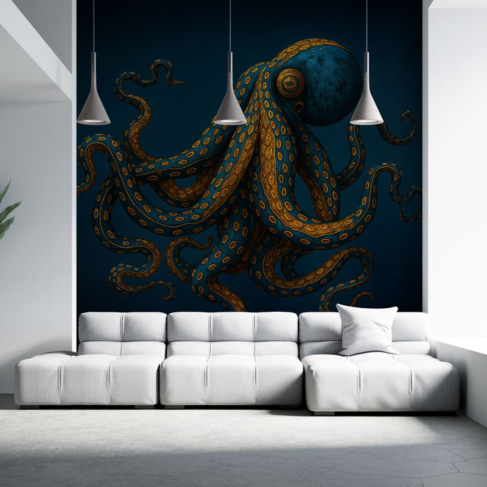 Papier peint pieuvre | Design artistique marin