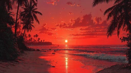 Papier peint coucher de soleil tropical Essence de paix et de beauté