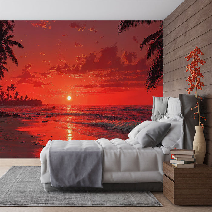 Papier peint coucher de soleil tropical | Essence de paix et de beauté