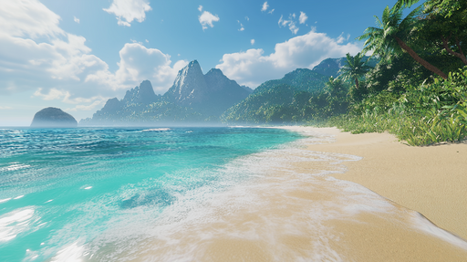 Papier peint plage exotique Scène de paradis tropical