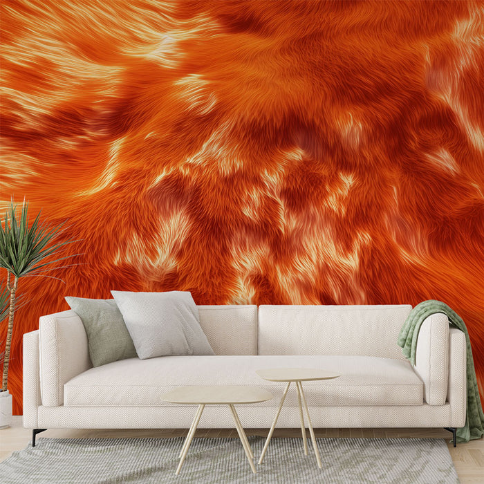 Papier peint texturé | Effet fourrure orange vif