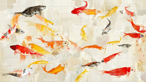 Papier peint carpes Koi Design élégant et coloré