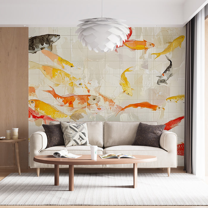 Papier peint carpes Koi | Design élégant et coloré