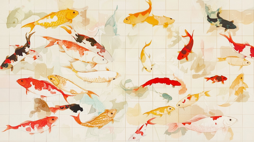 Papier peint carpes koï Élégance aquatique
