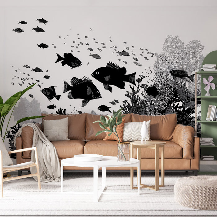 Papier peint océan | Design marin monochrome
