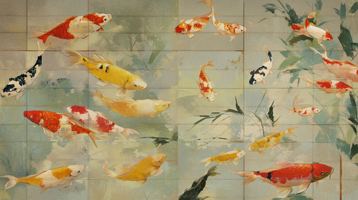 Papier peint carpes Koï Évasion aquatique