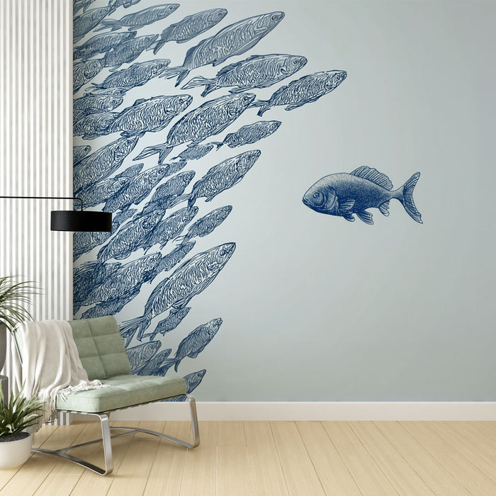 Papier peint poisson | Poisson individu face à un banc
