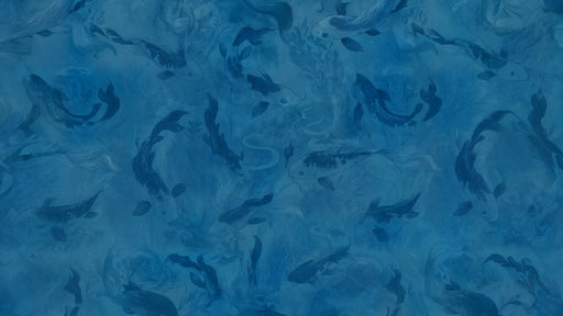 Papier peint carpes Bleu océan artistique
