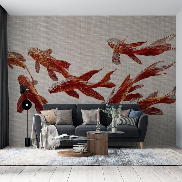Papier peint poissons | Design élégant de carpes Koï
