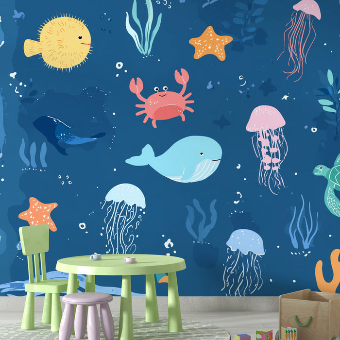 Papier peint océan | Monde sous-marin coloré