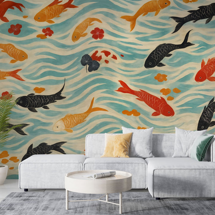 Papier peint carpe koi | Motifs aquatiques zen