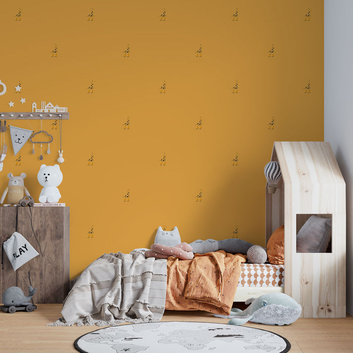 Papier peint girafe | Motif amusant sur fond orange