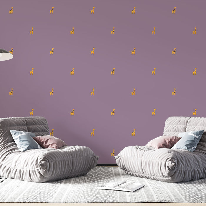 Papier peint girafe | Motif mignon sur fond violet