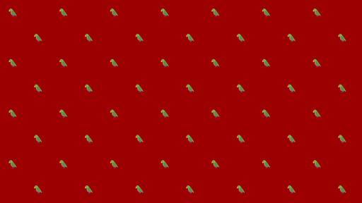 Papier peint perroquet Fond rouge et motifs verts