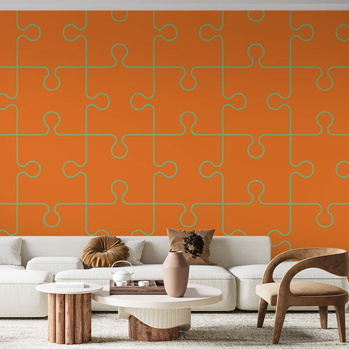 Papier peint puzzle | Motif abstrait orange