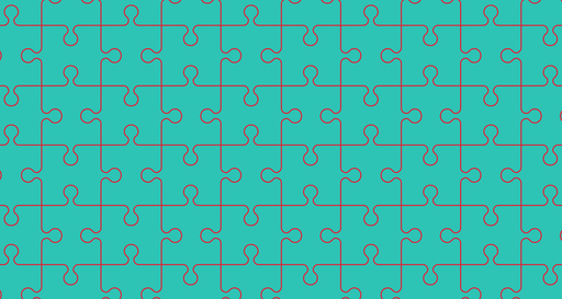 Papier peint puzzle Design original rouge et turquoise