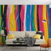 Papier peint multicolore avec des rayures abstraites pour salon moderne et coloré