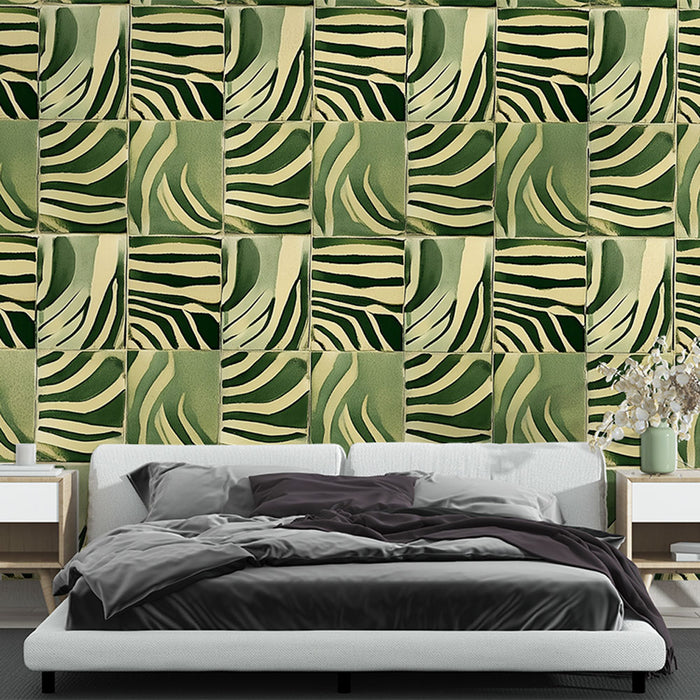 Papier peint zébré vert | Design graphique et moderne