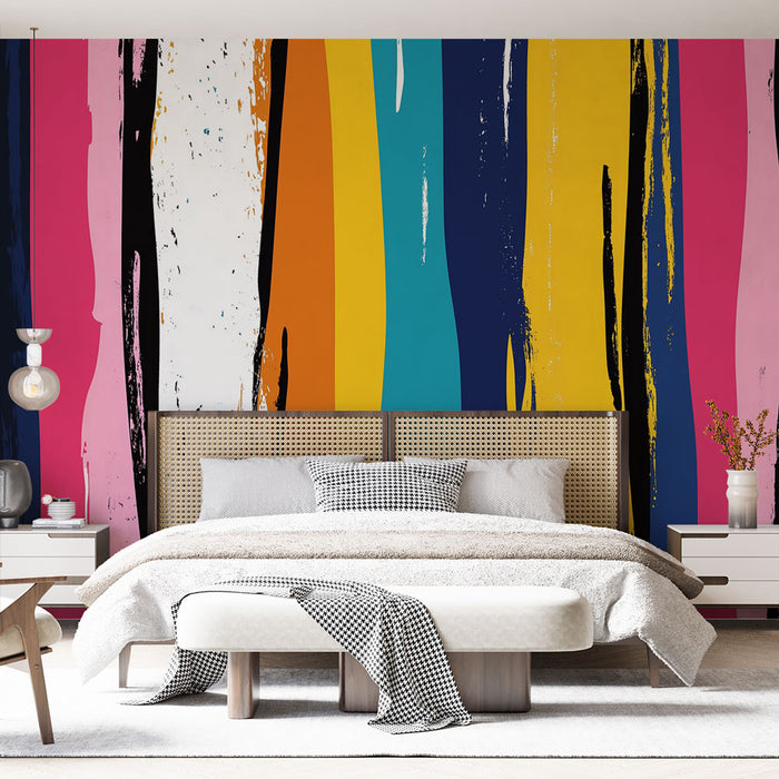 Papier peint moderne multicolore avec motifs abstraits pour chambre à coucher élégante