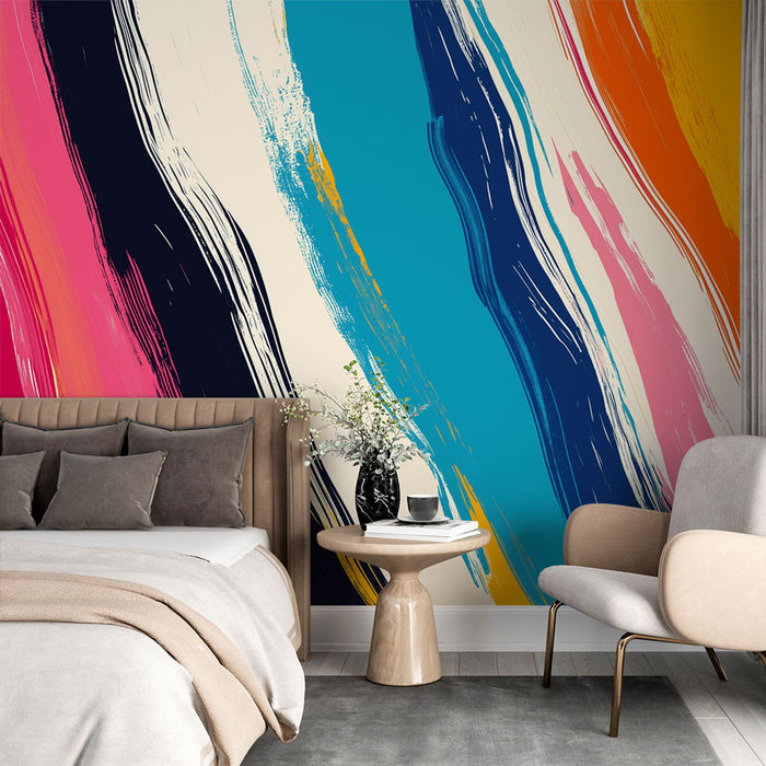 Papier peint moderne avec des traits colorés pour chambre adulte élégante