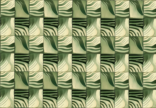 Papier peint géométrique Motifs verts et beiges