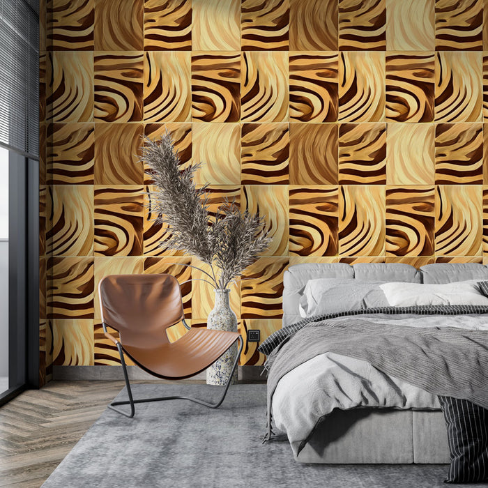 Papier peint motif animal | Design zébré et bois