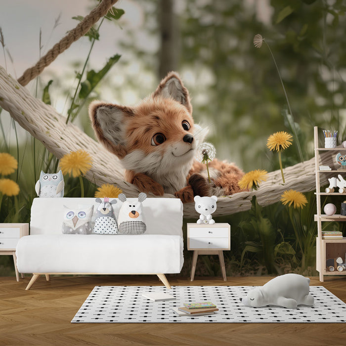 Papier peint renard adorable | Moment de détente dans la nature