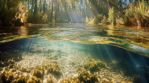 Papier peint paysage aquatique Lumières sous-marines