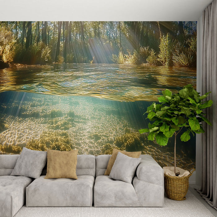 Papier peint paysage aquatique | Lumières sous-marines