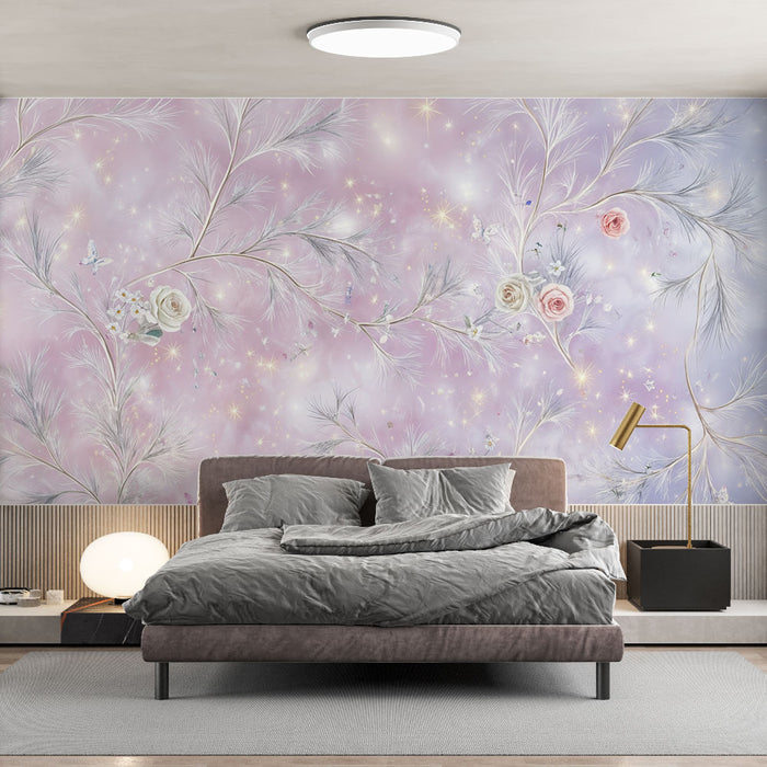 Papier peint floral pastel | Design romantique délicat