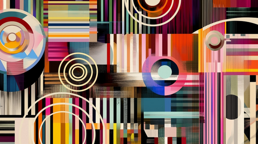 Papier peint abstrait multicolore Cercles et lignes dynamiques