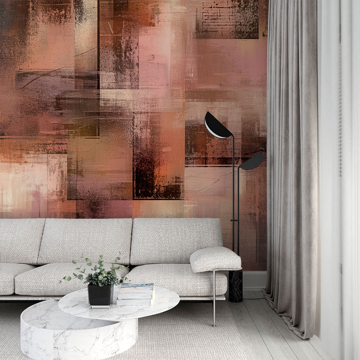 Papier peint abstrait | Nuances de terre cuite et rose