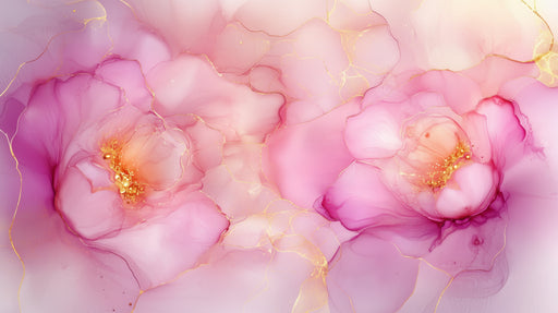 Papier peint floral Élégance rose et or