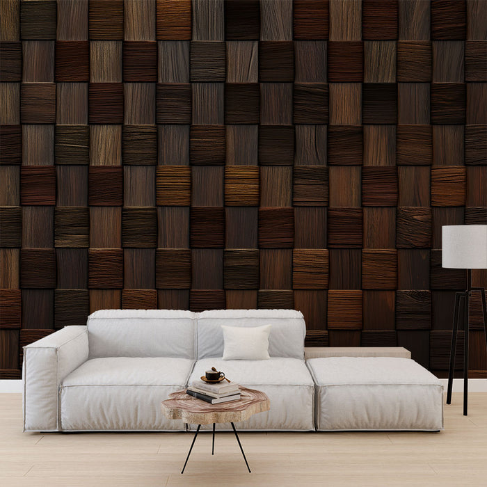 Papier peint bois carré | Motif de bois texturé en nuances variées