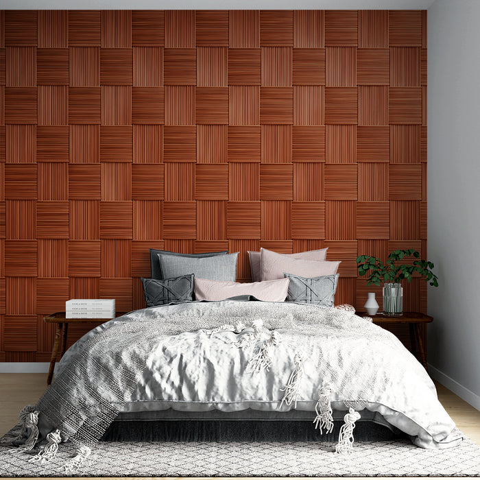 Papier peint texturé | Design tissé rouge