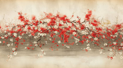 Papier peint floral Éclat de fleurs rouges et blanches