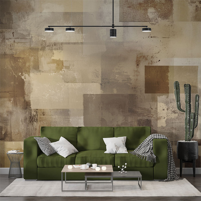 Papier peint abstrait | Patchwork tons terre