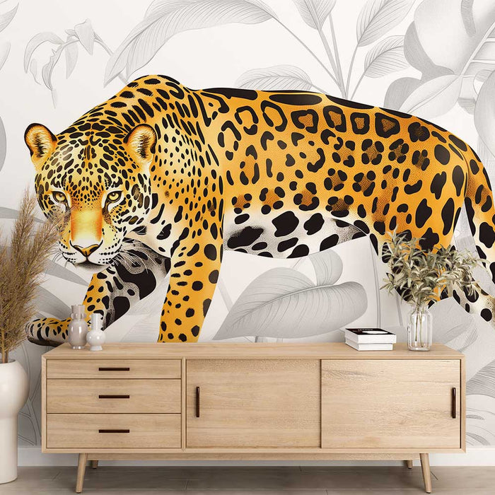 Papier peint jaguar | Monstera monochrome