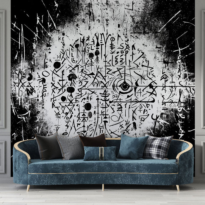 Papier peint abstrait | Design graphique noir et blanc